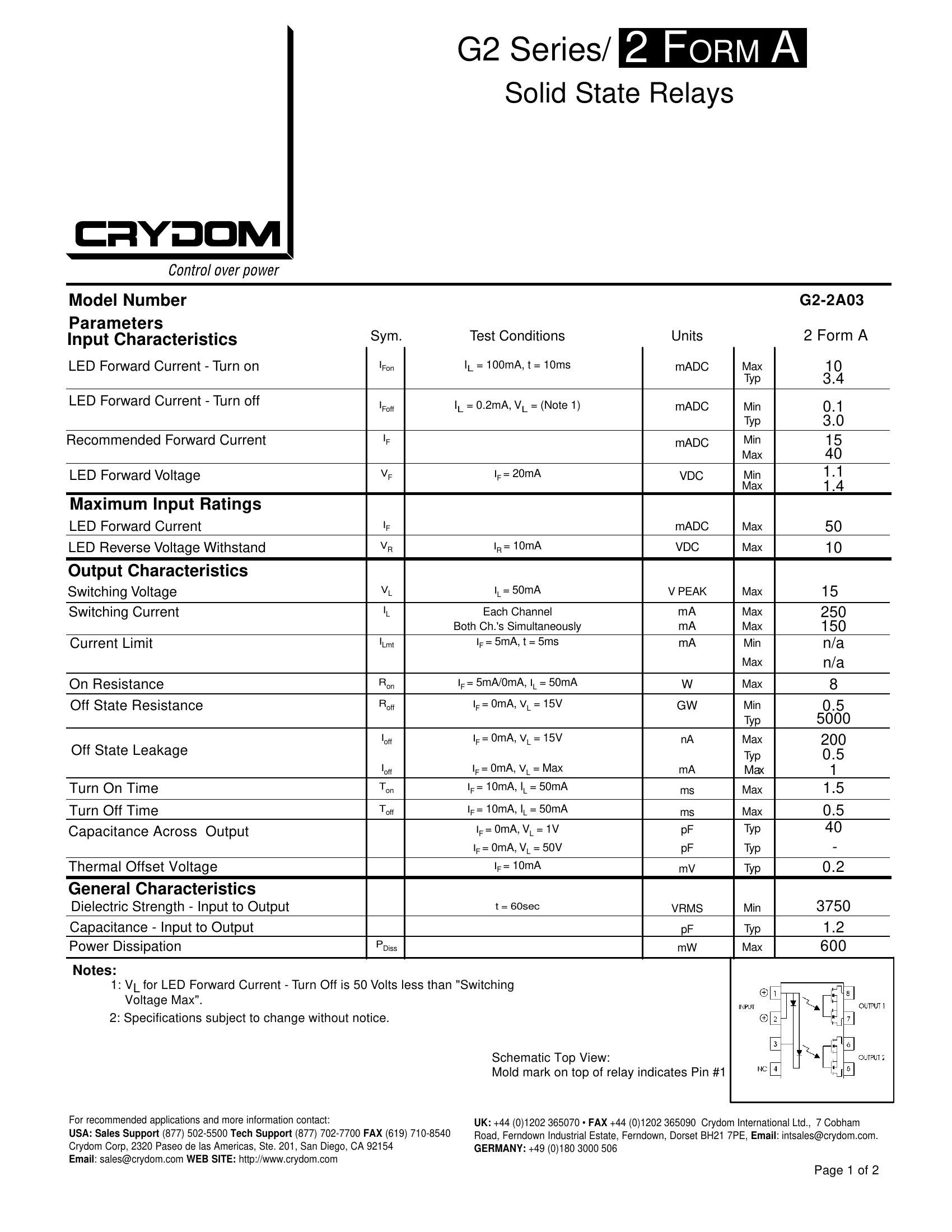 G2-2A03-SR Crydom Solid State Relays & I/O Modules
