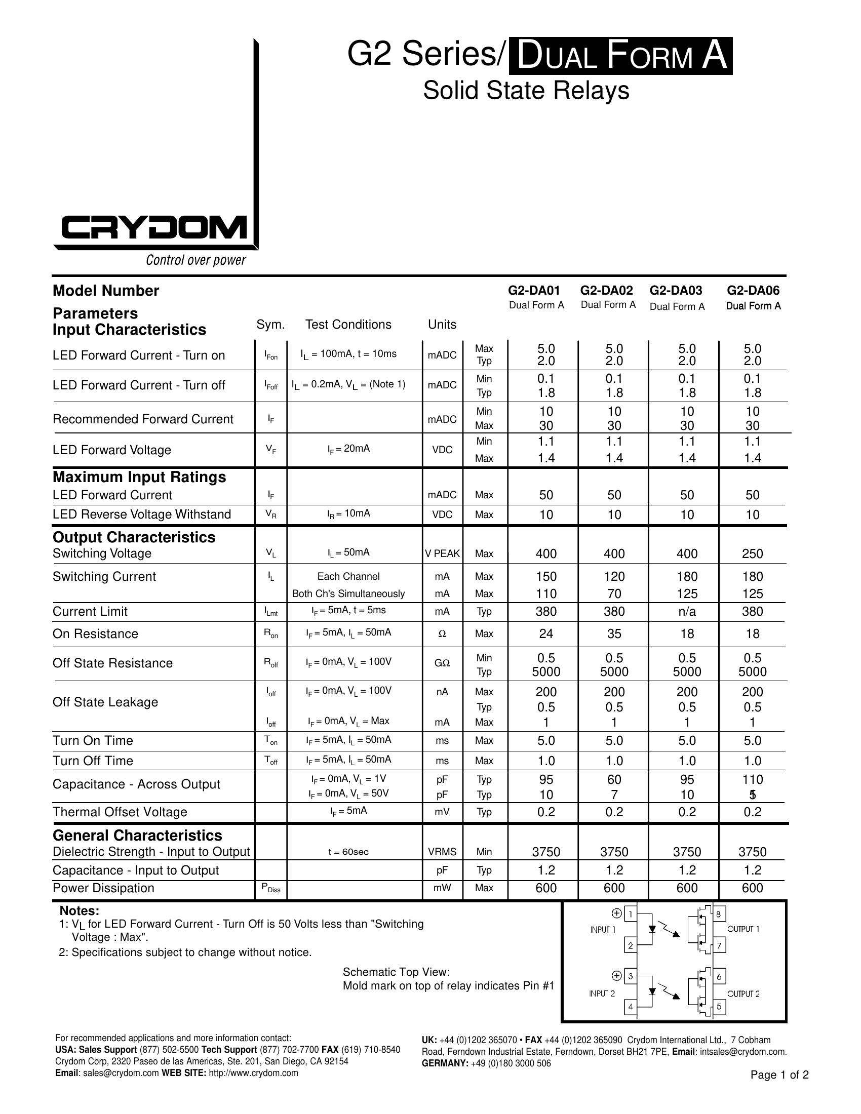 G2-DA06 Crydom Solid State Relays & I/O Modules