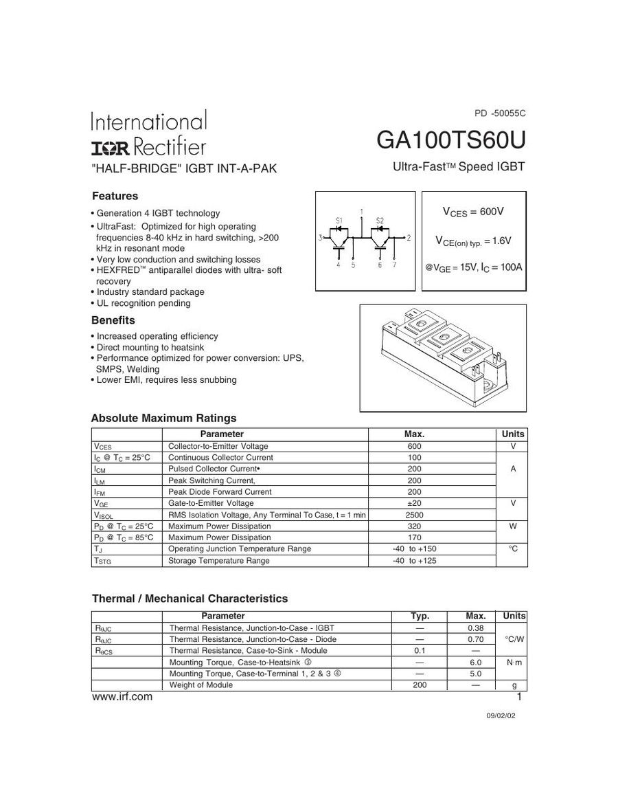 GA100TS120U, International Rectifier power module