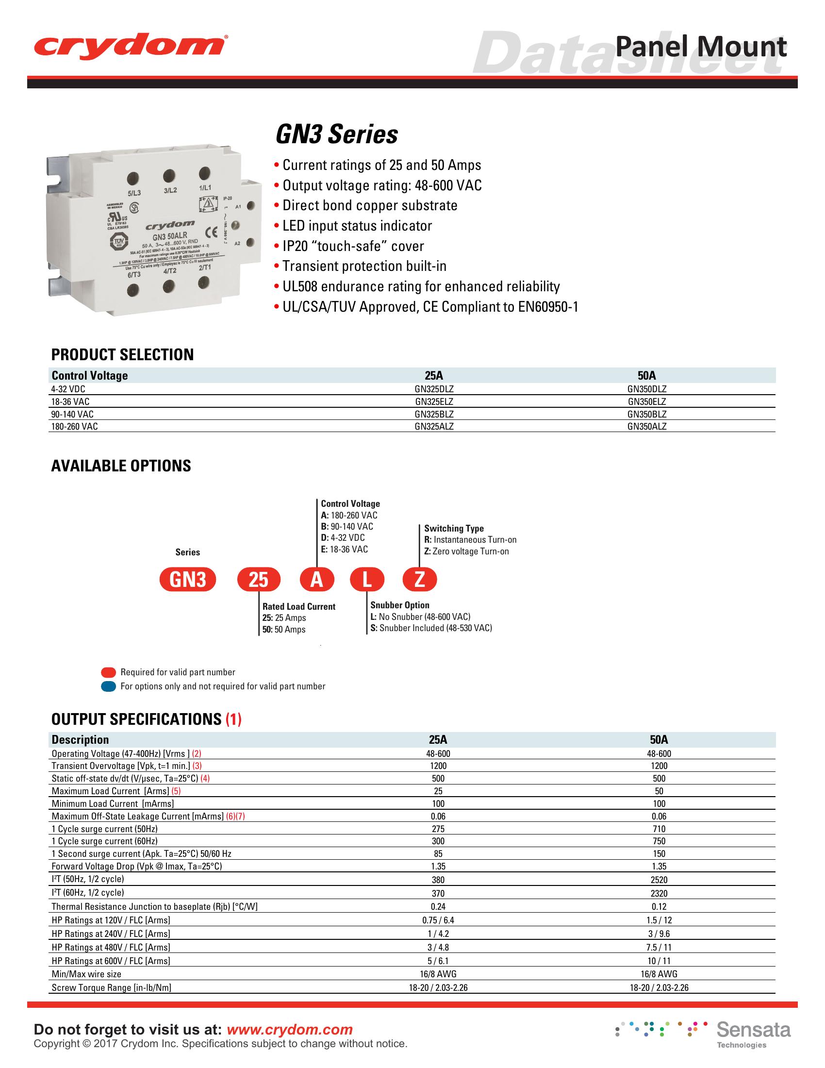 GN350DLZ Crydom Solid State Relays & I/O Modules