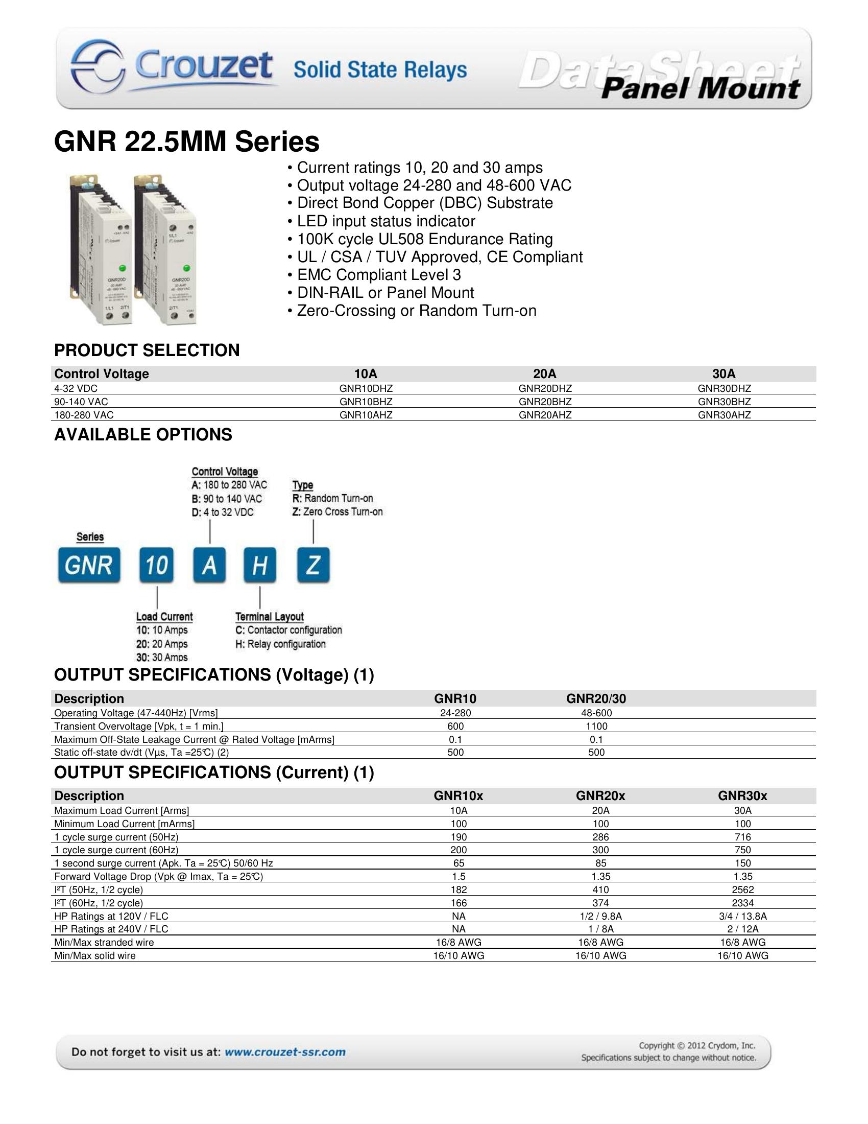 GNR30DCZ Crydom Solid State Relays & I/O Modules