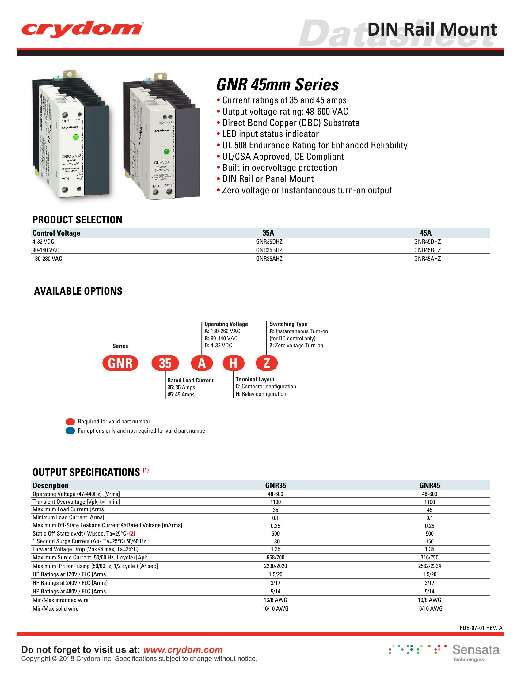 GNR45DHZ Crydom Solid State Relays & I/O Modules