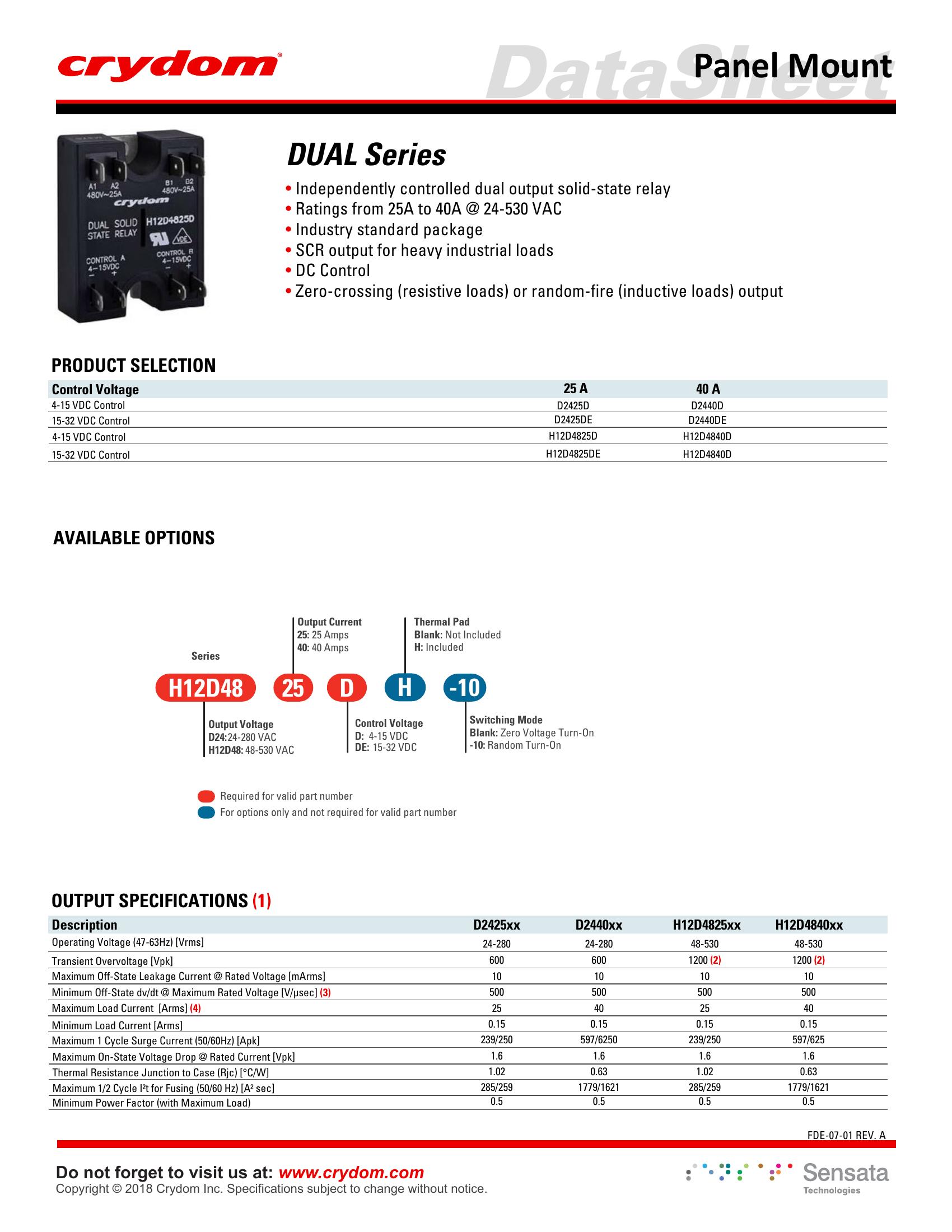 H12D4840D-10 Crydom Solid State Relays & I/O Modules