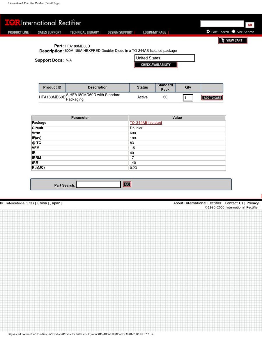 HFA180MD60D International Rectifier Rectifier & Schottky Diodes