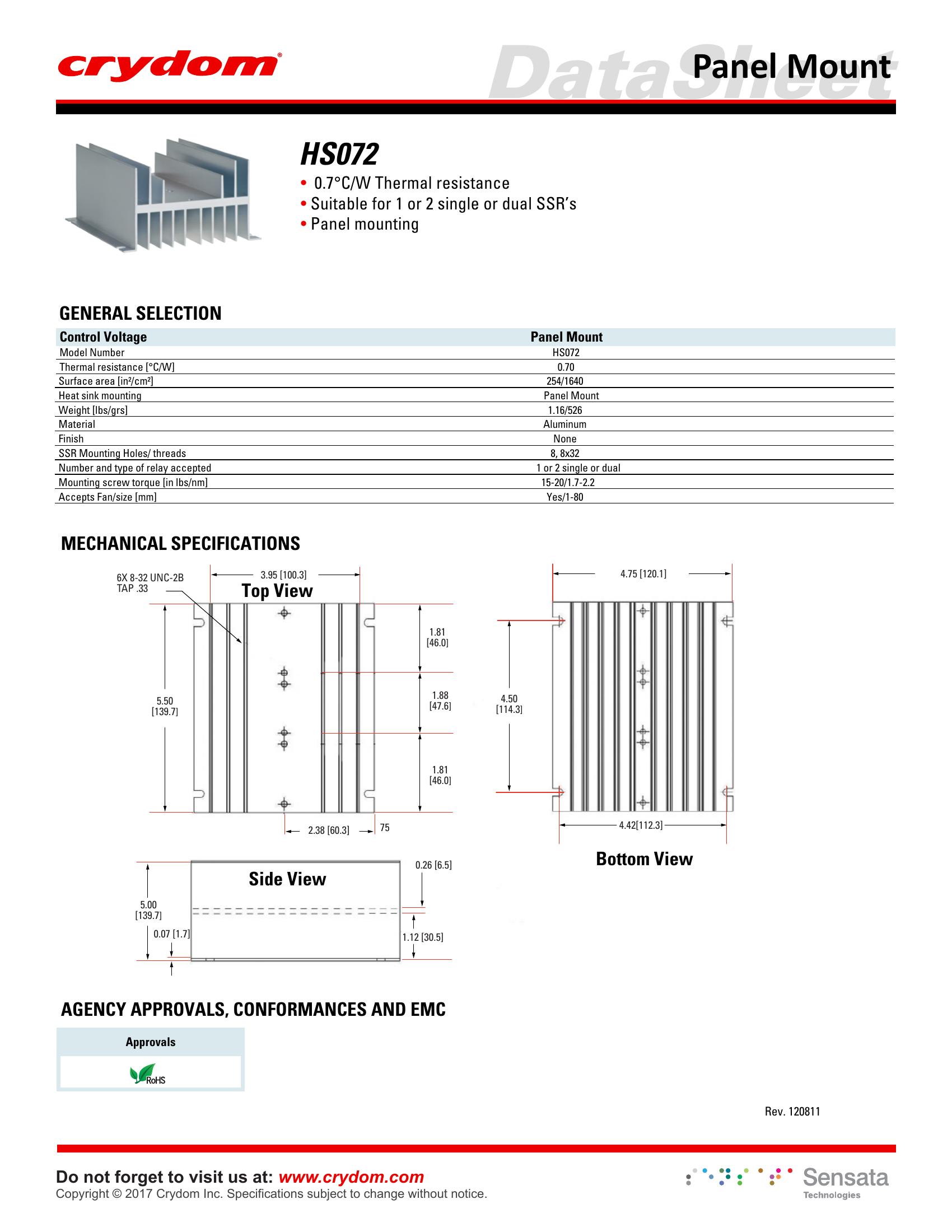 HS072 Crydom Solid State Relays & I/O Modules