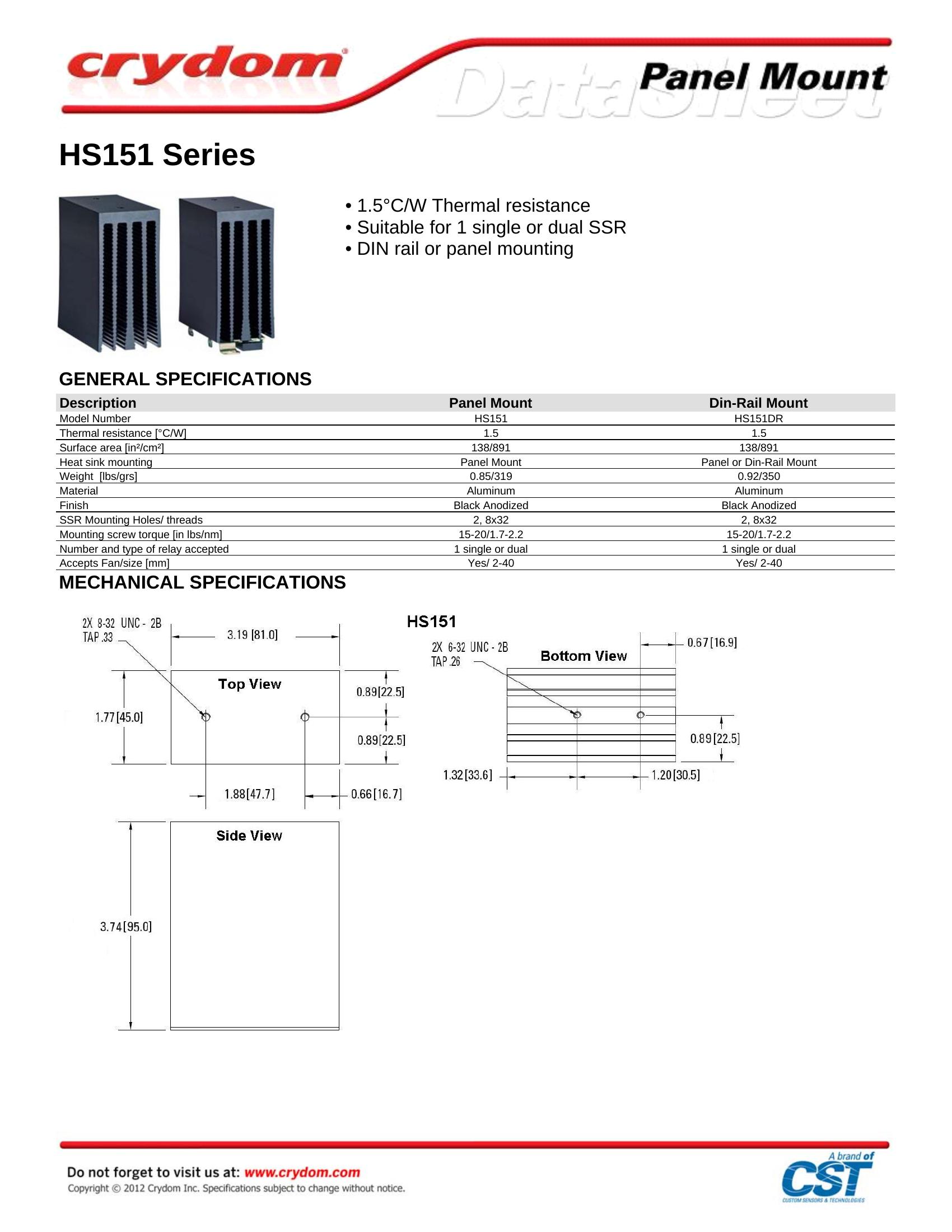 HS151DR Crydom Solid State Relays & I/O Modules