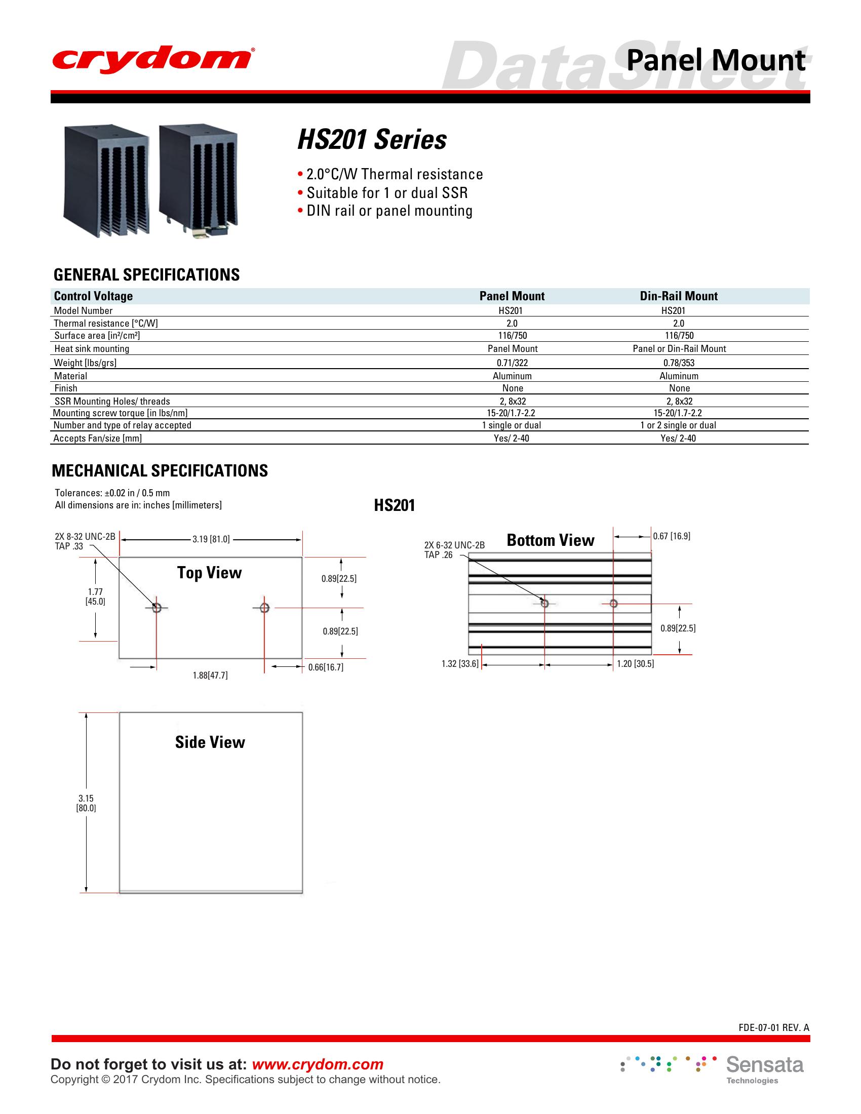 HS201 Crydom Solid State Relays & I/O Modules