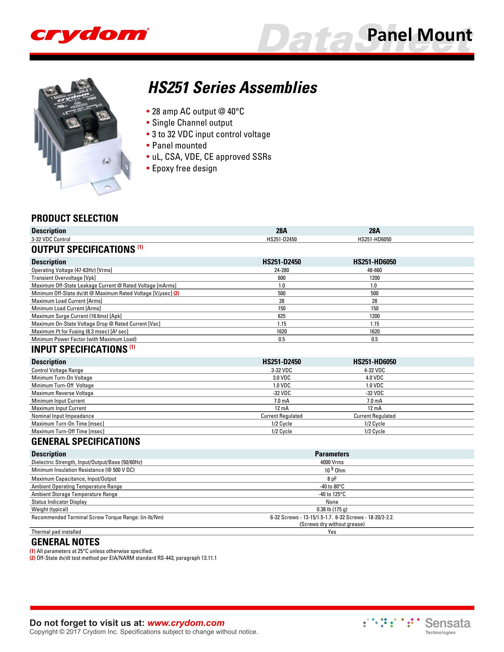 HS251-D2450 Crydom Solid State Relays & I/O Modules