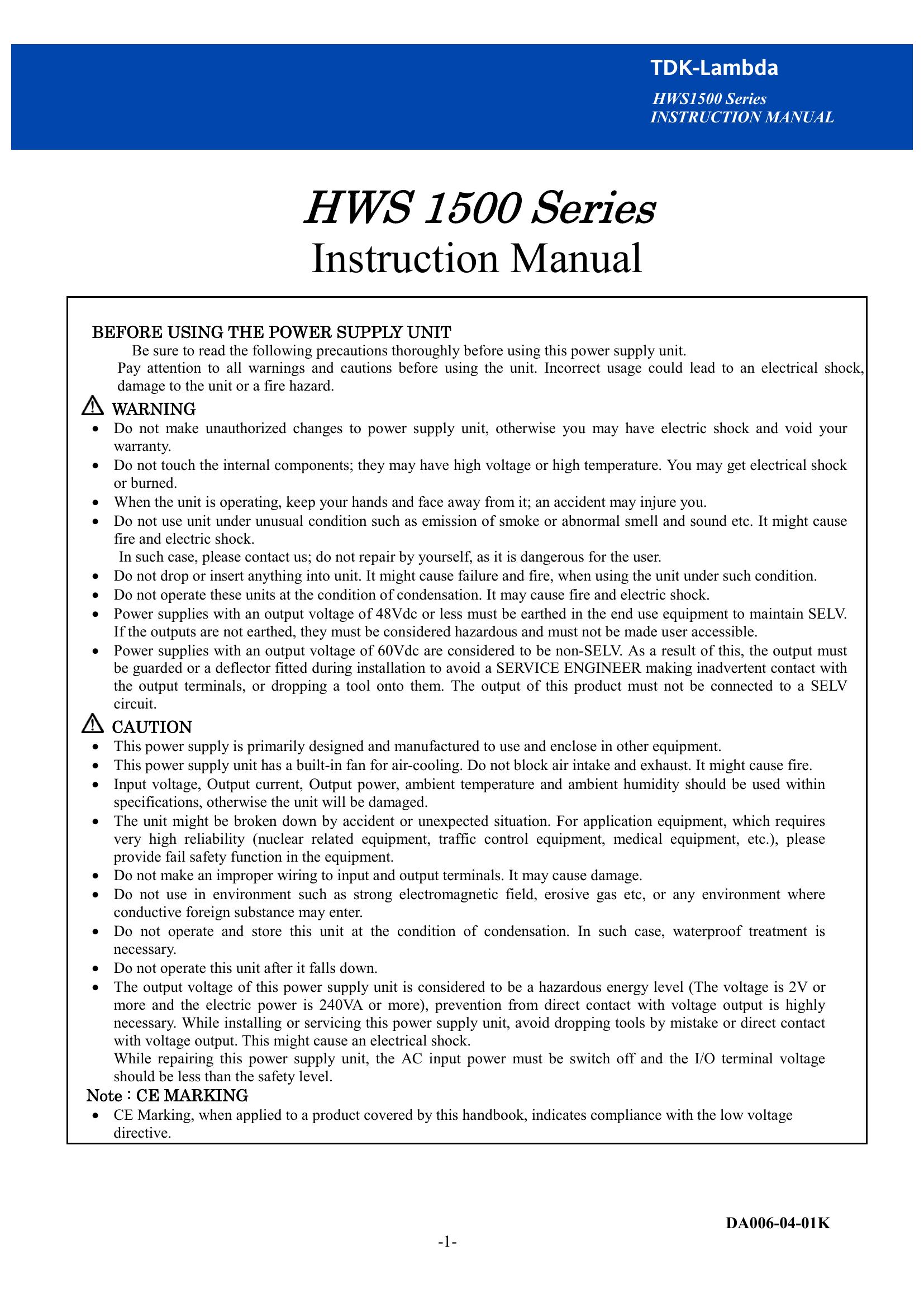 HWS1500-24 TDK-Lambda Power Supplies & DC-DC Converters