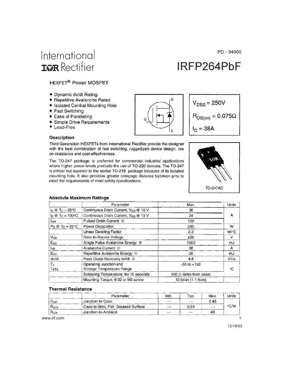 IRFP264 International Rectifier MOSFET Modules