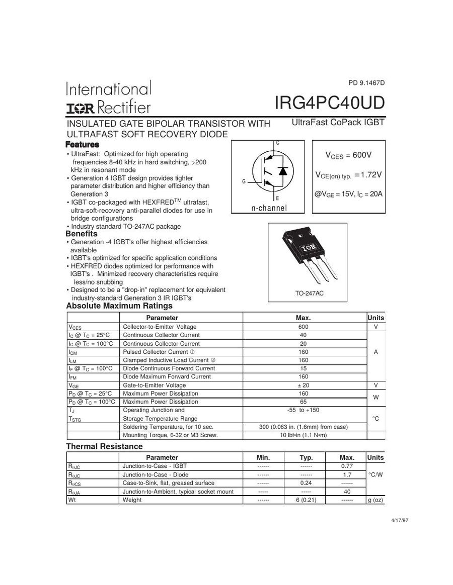 IRG4PC40UD International Rectifier Power Transistor Module