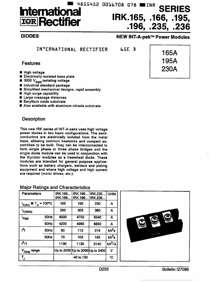 IRKD166-06 International Rectifier Diode & Rectifier Modules