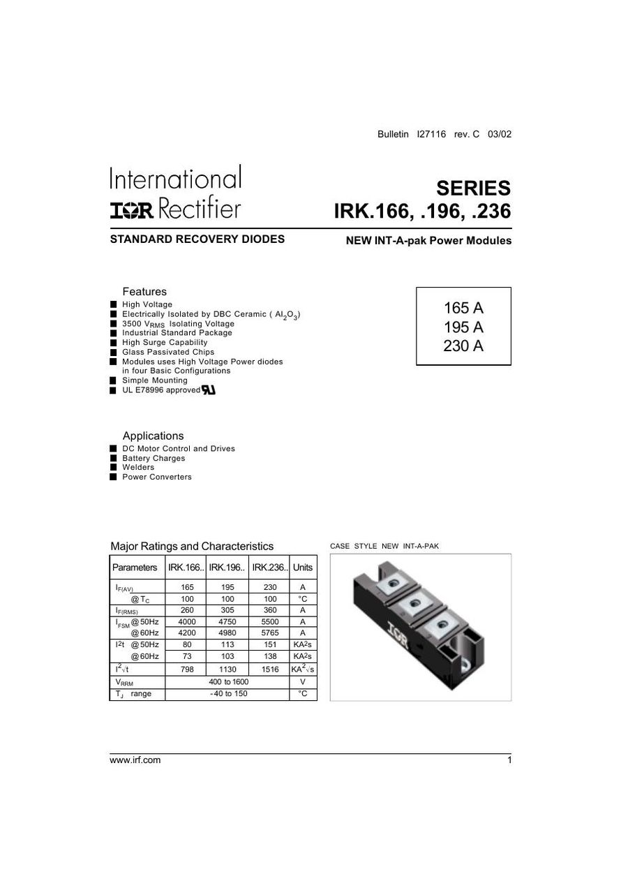 IRKD166-14 International Rectifier Diode & Rectifier Modules
