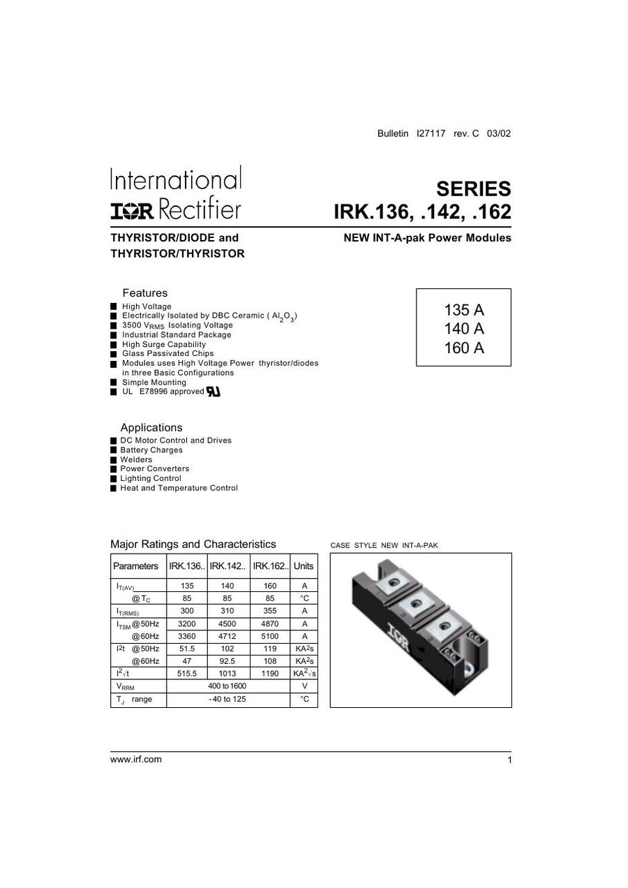 IRKH142-08 International Rectifier Thyristor & SCR Modules
