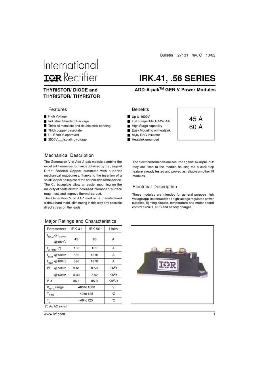 IRKL41-12 International Rectifier Thyristor & SCR Modules