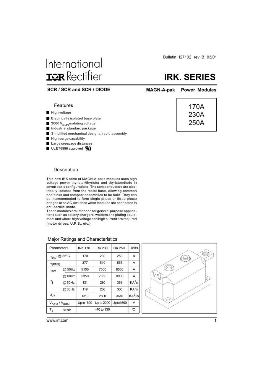 IRKT230-16 International Rectifier Thyristor & SCR Modules