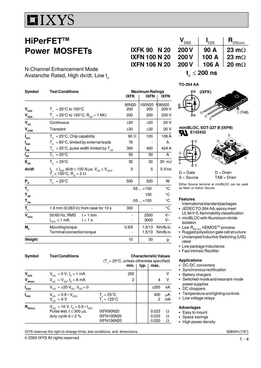 IXFN106N20 IXYS MOSFET Modules
