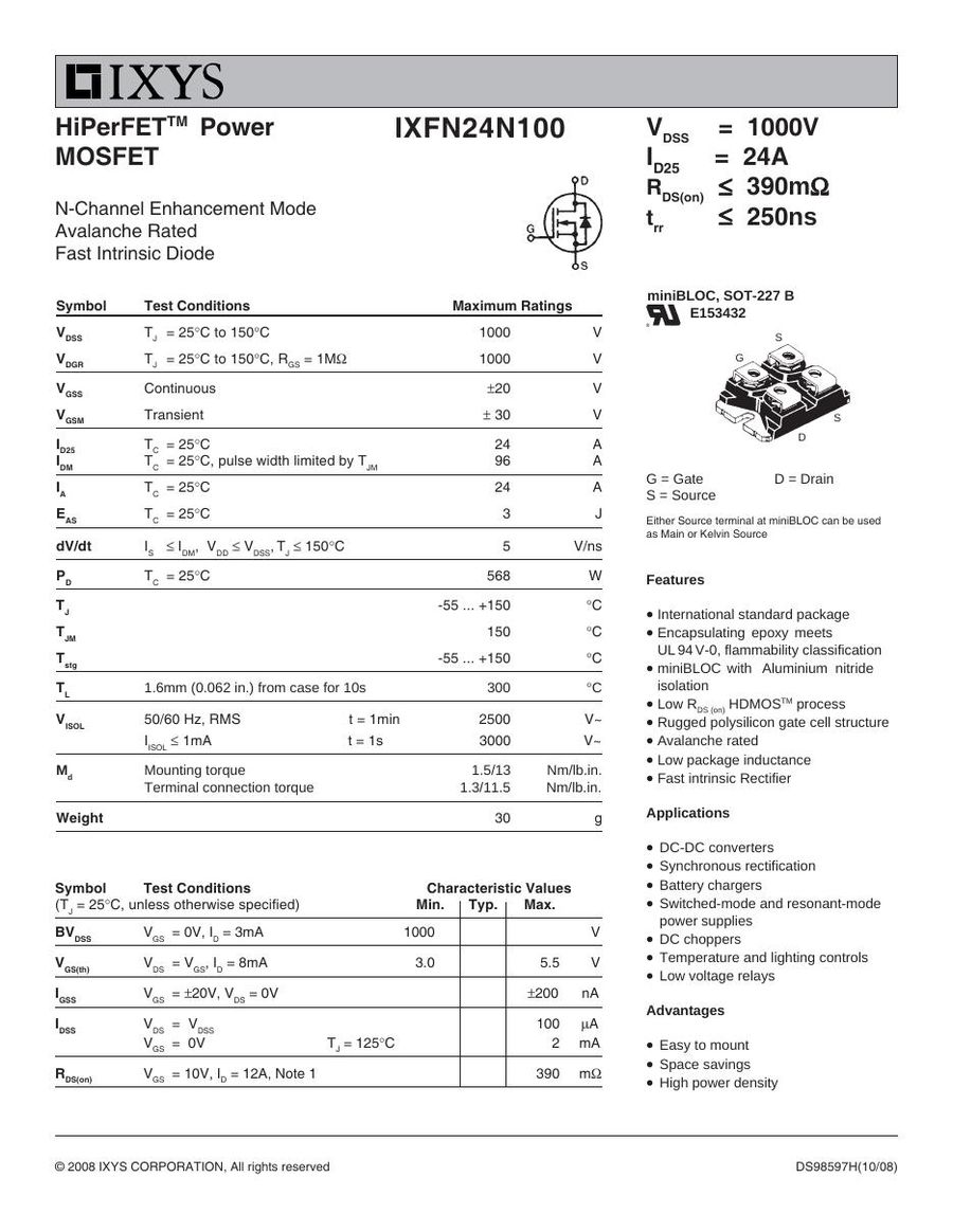 IXFN24N100 IXYS MOSFET Modules