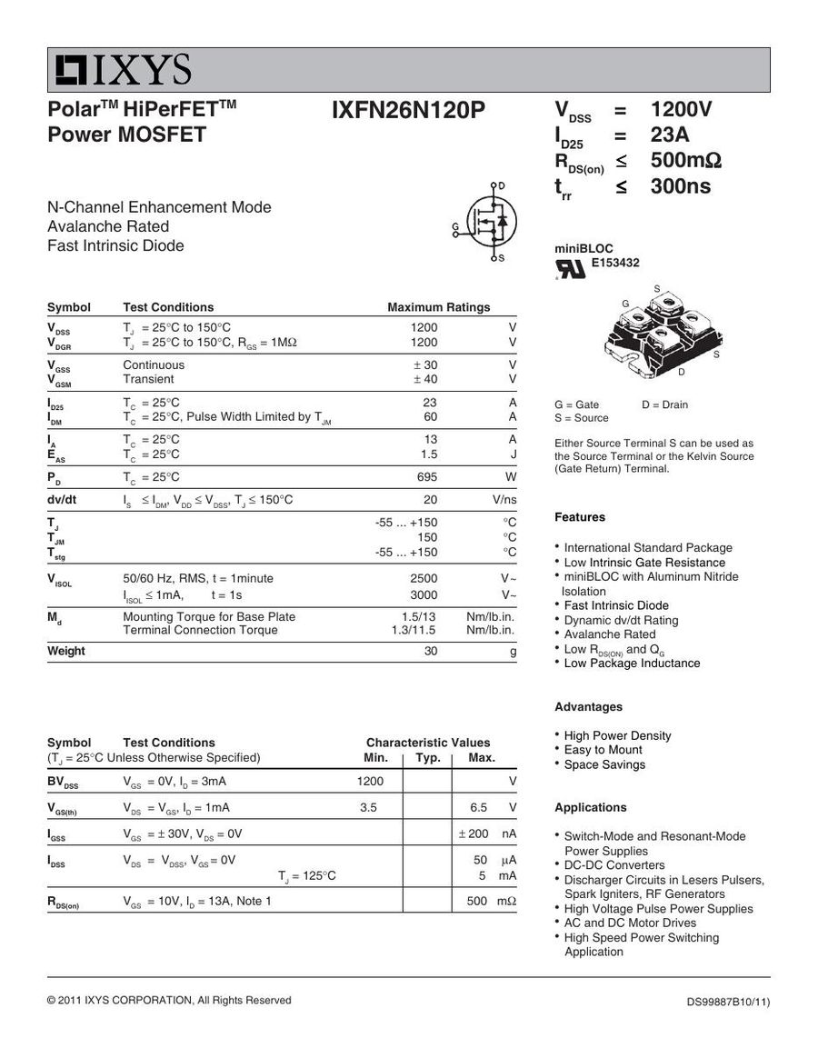 IXFN26N120P IXYS MOSFET Modules