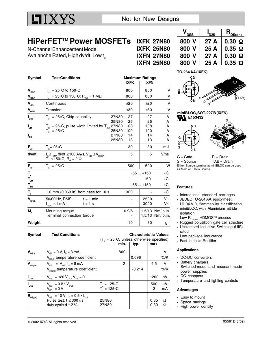 IXFN27N80 IXYS MOSFET Modules