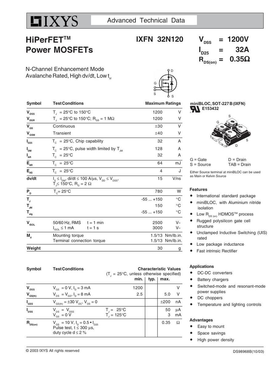 IXFN32N120 IXYS MOSFET Modules