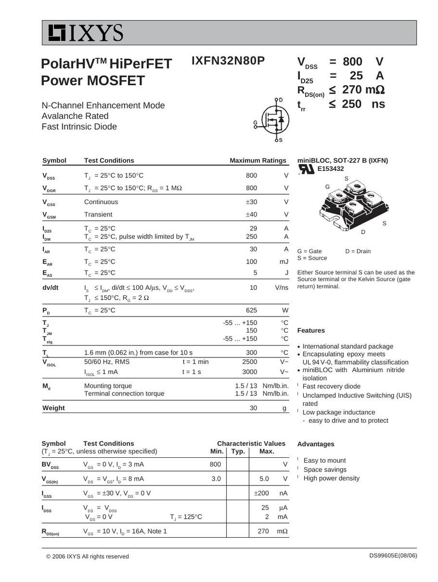 IXFN32N80P IXYS MOSFET Modules