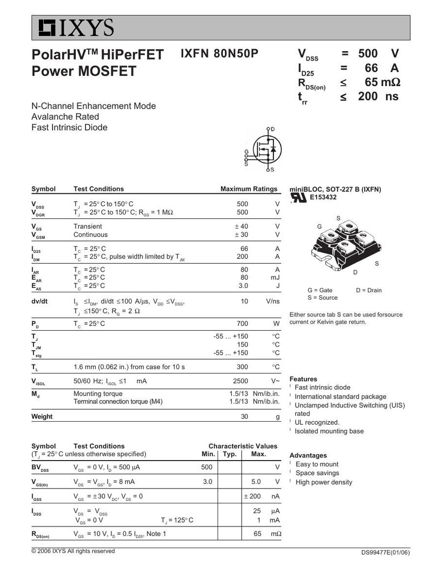IXFN80N50P IXYS MOSFET Modules