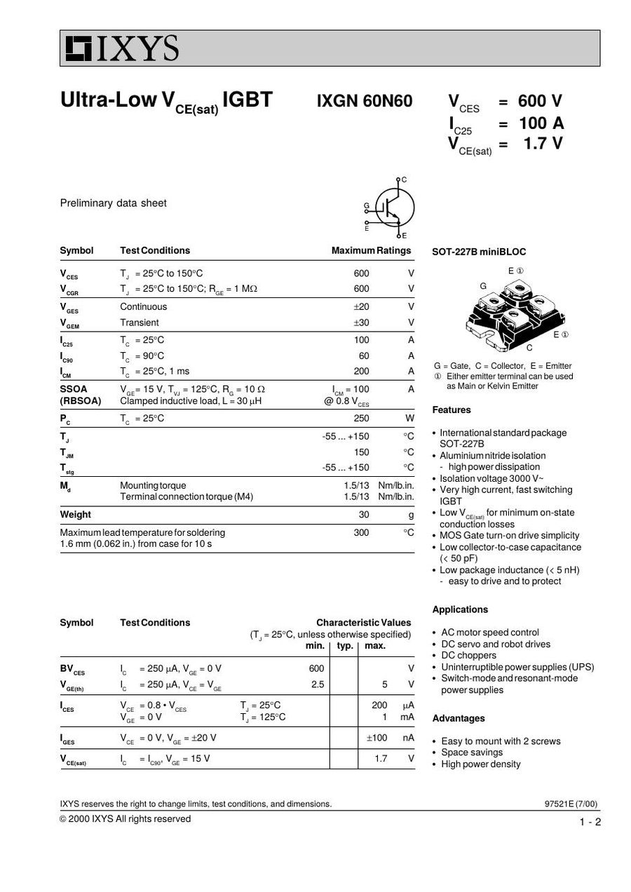 IXGN60N60 IXYS IGBT Modules