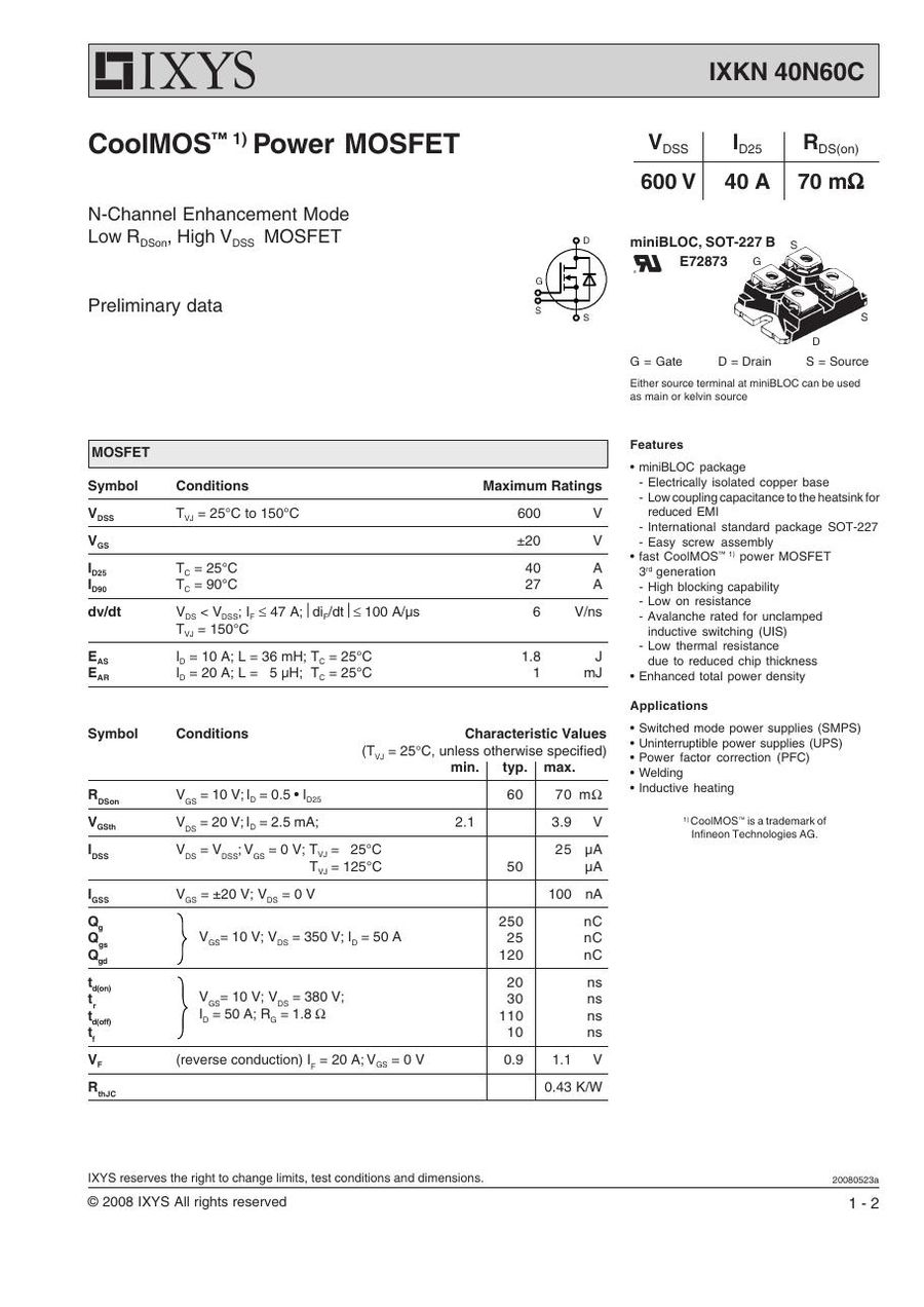 IXKN40N60C IXYS MOSFET Modules