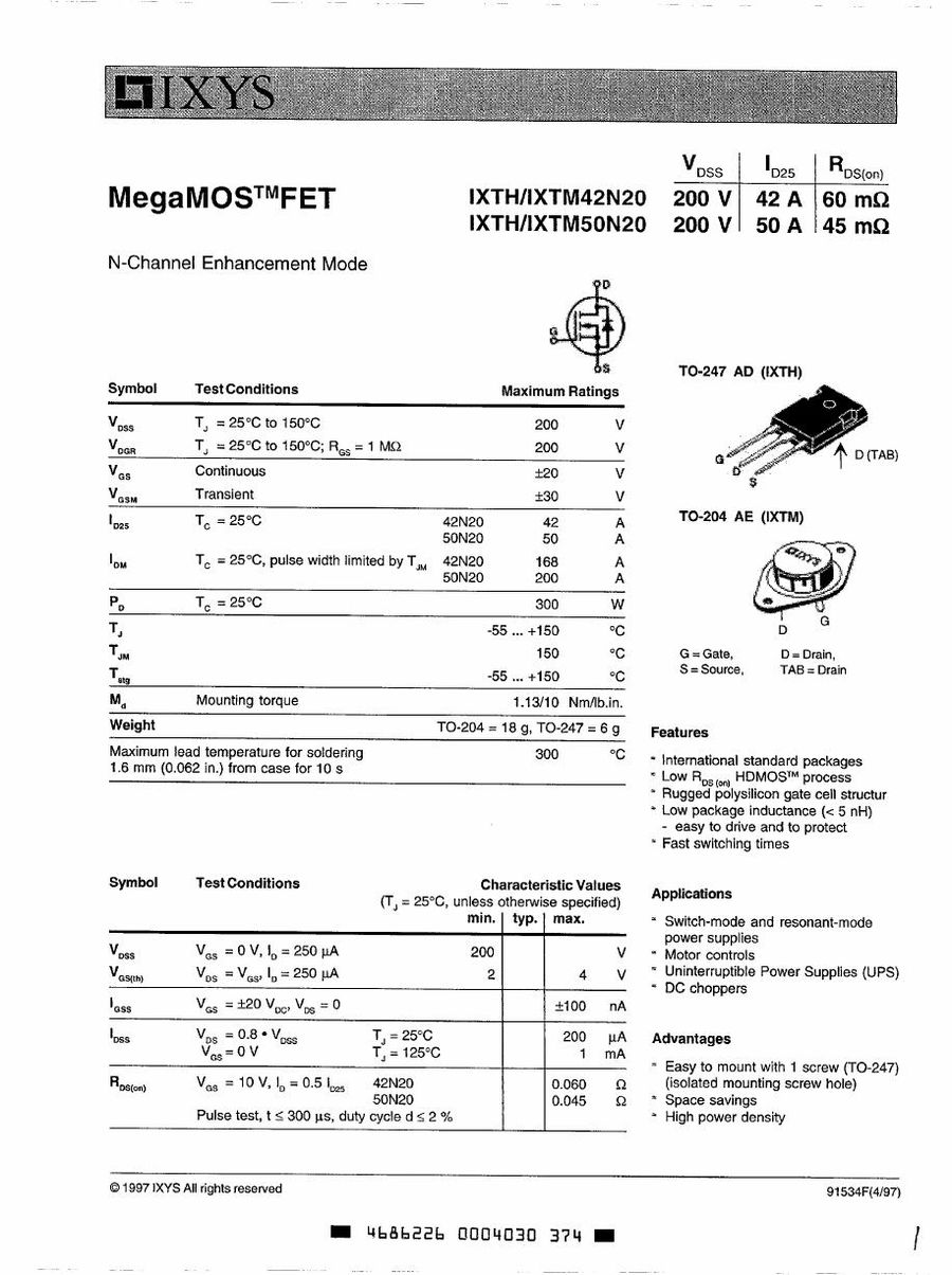 IXTM50N20 IXYS MOSFET Modules