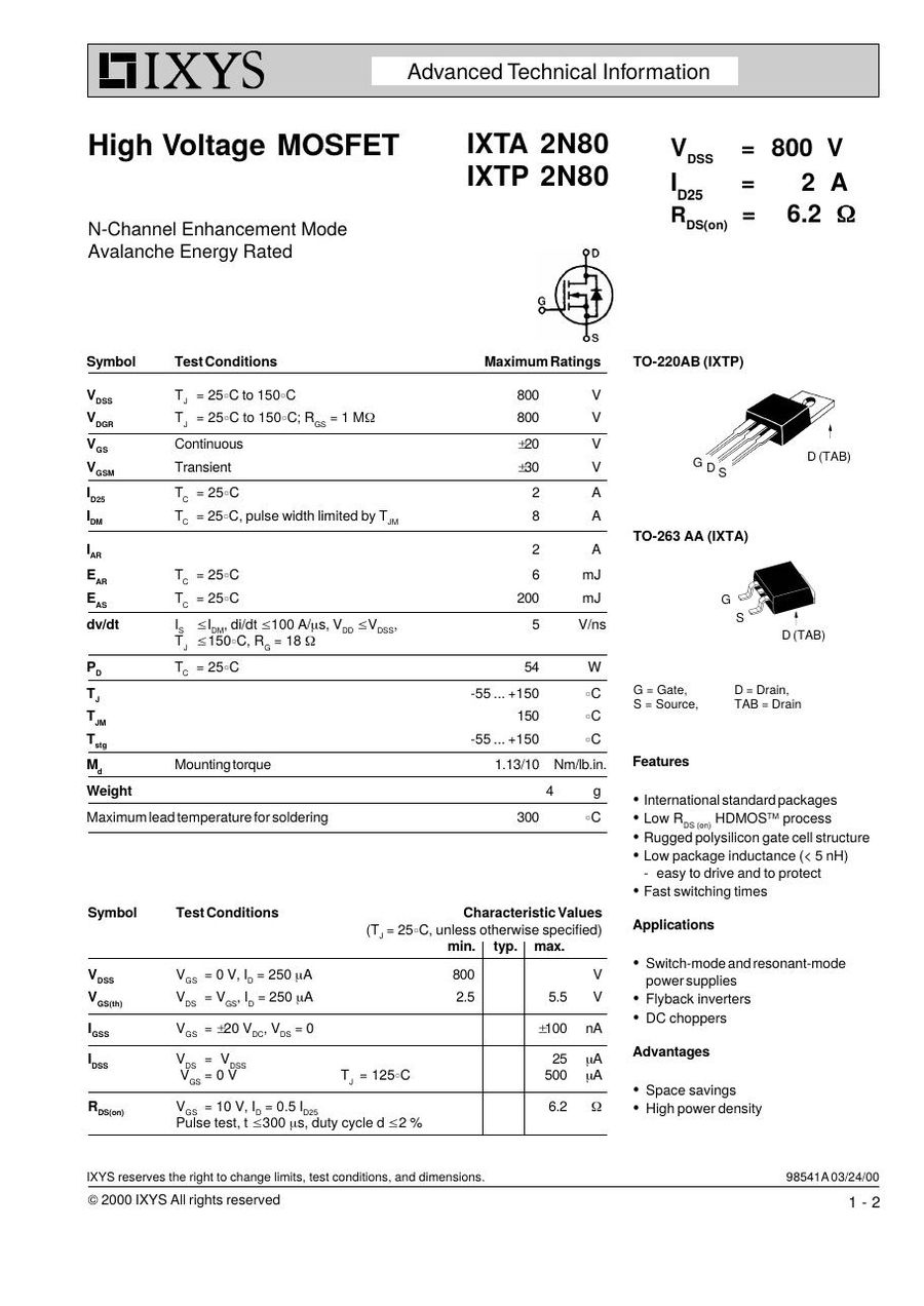 IXTP2N80 IXYS MOSFET Modules