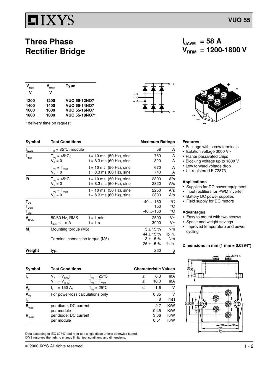 IXYSVUO55-12NO7 IXYS Diode & Rectifier Modules