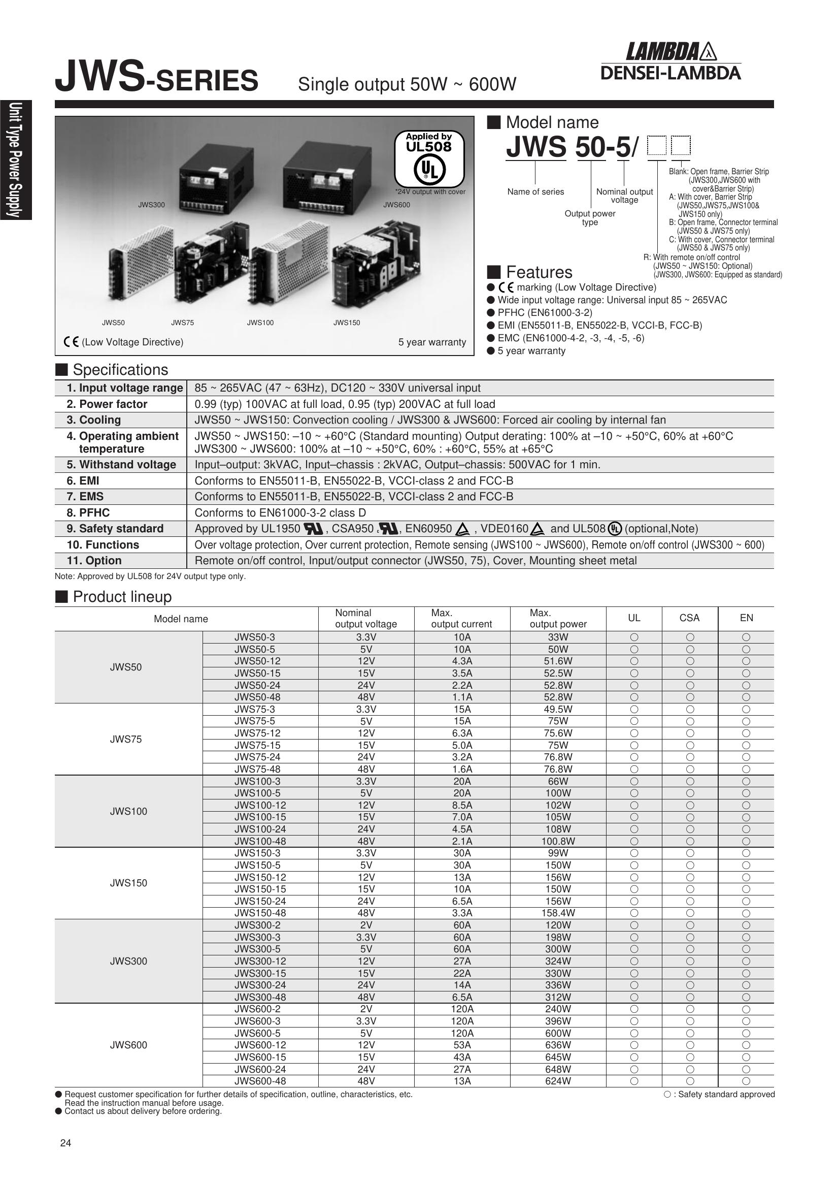 JWS300-15 TDK-Lambda Power Supplies & DC-DC Converters