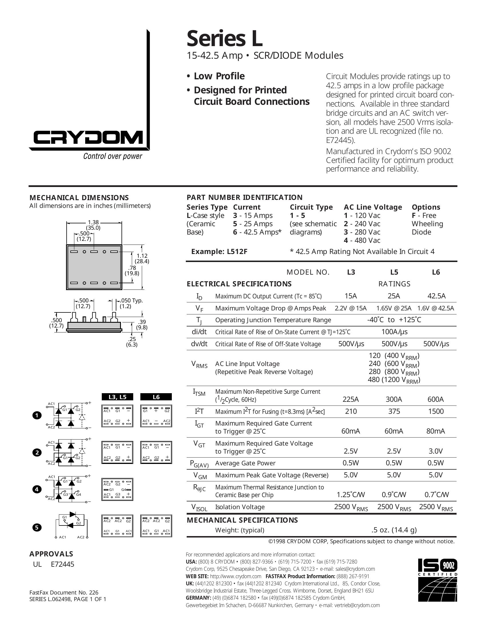 L532F Crydom Solid State Relays & I/O Modules