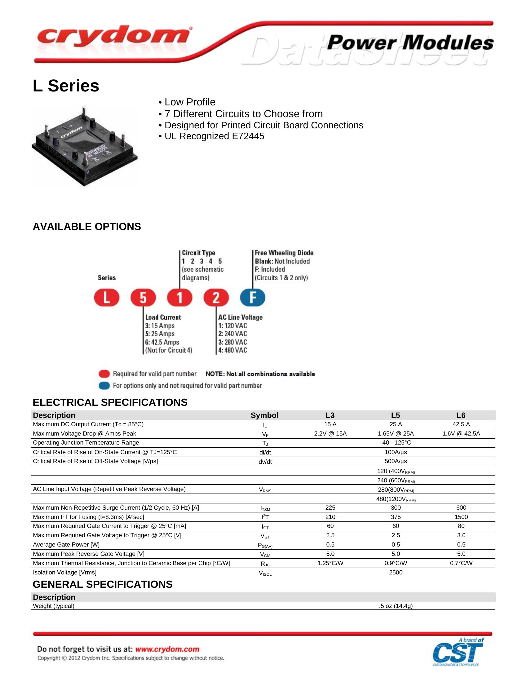 L613F Crydom Solid State Relays & I/O Modules