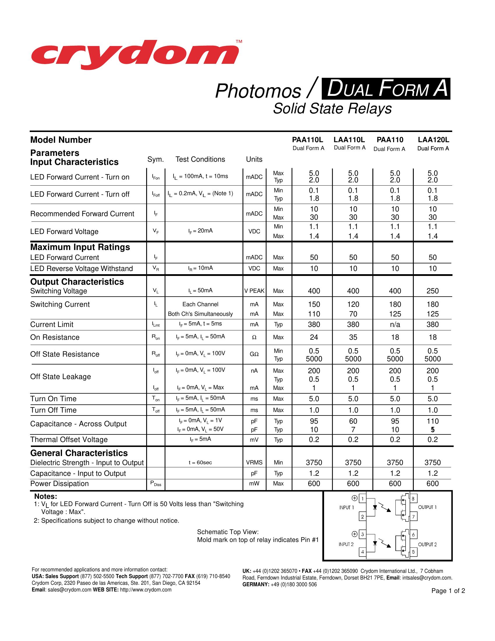 LAA120LS Crydom Solid State Relays & I/O Modules