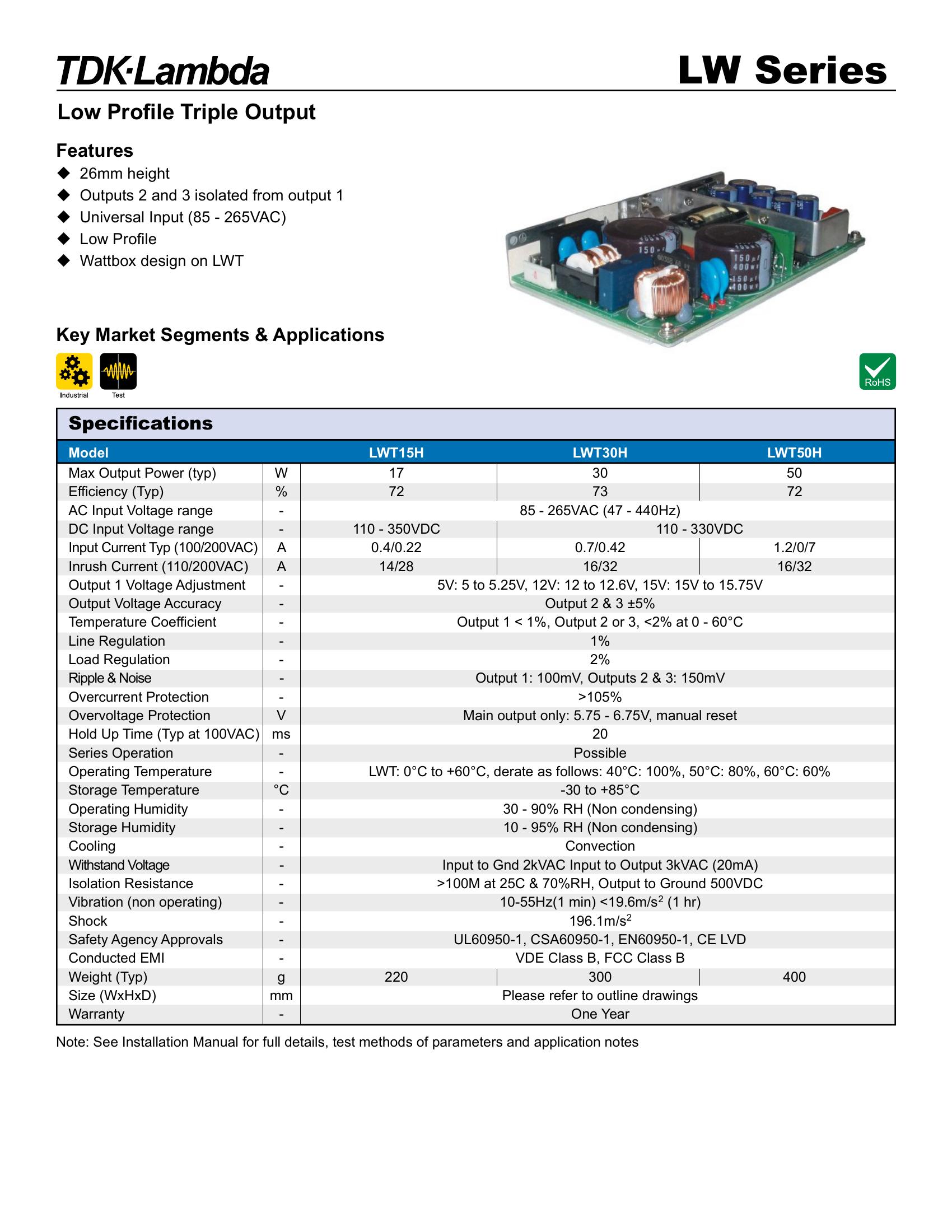 LWT50H-5FF TDK-Lambda Power Supplies & DC-DC Converters