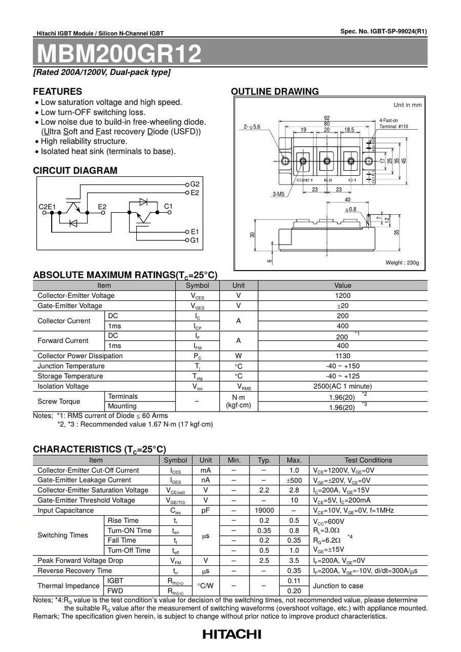 MBM200GR12 Hitachi