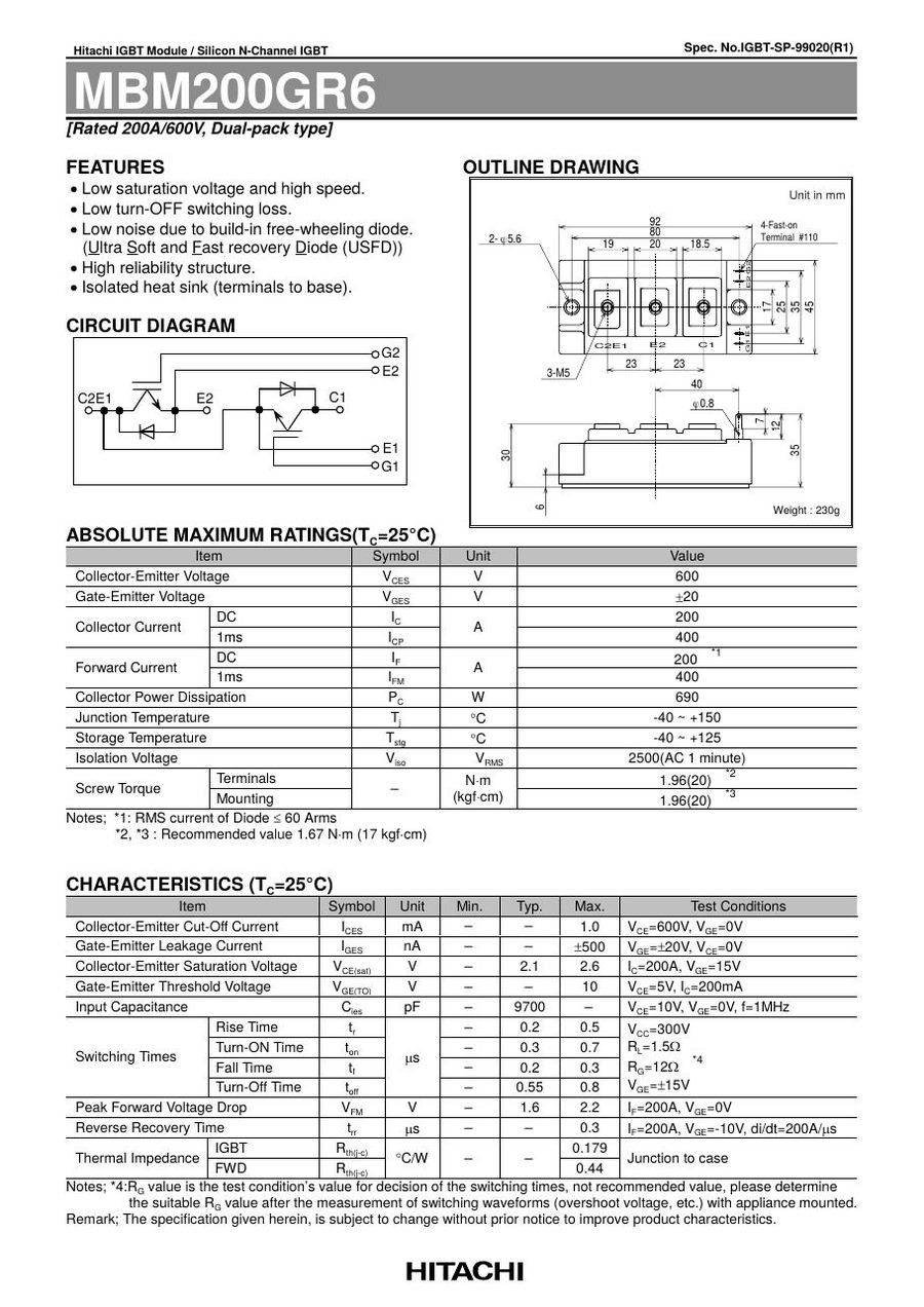 MBM200GR6 Hitachi