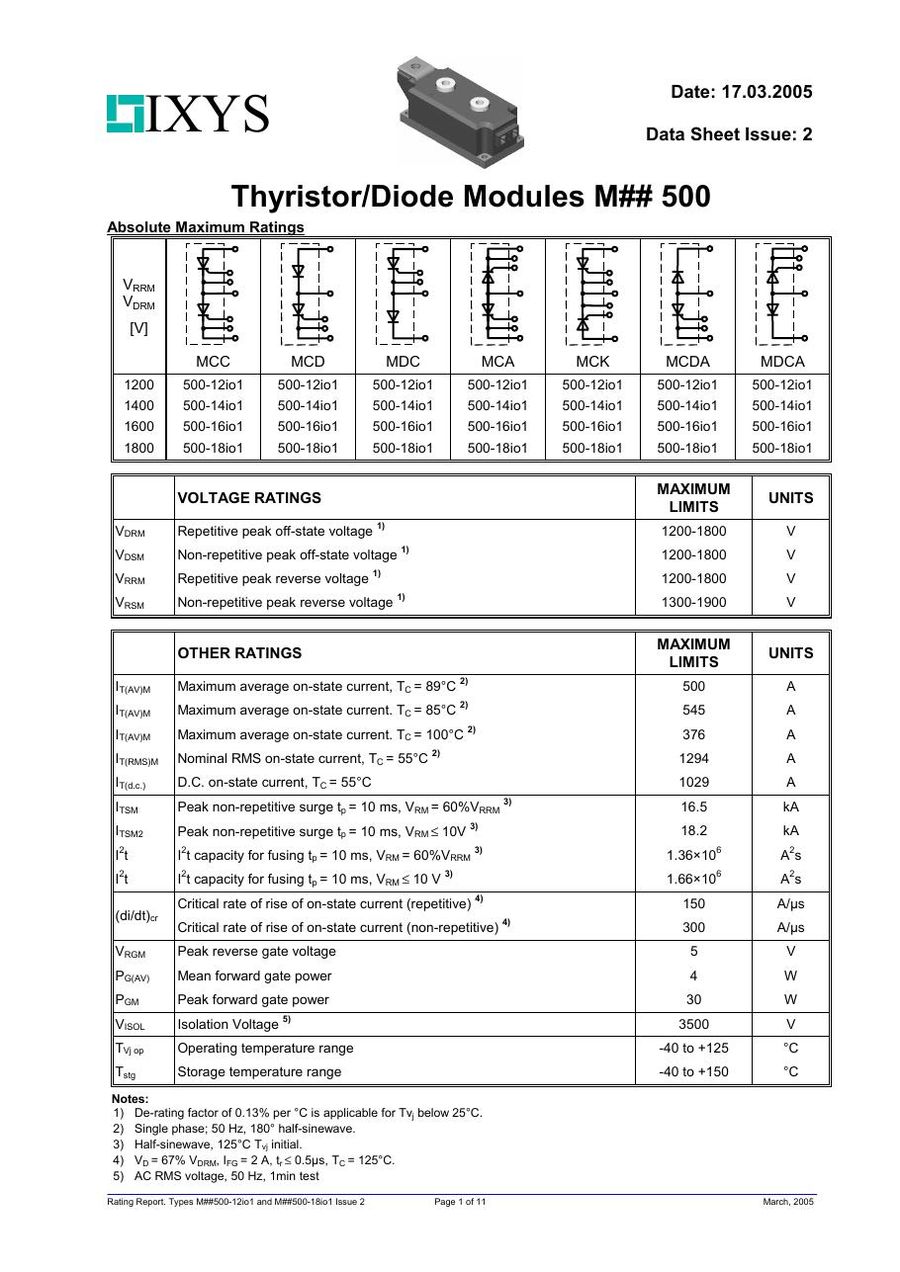 MCA500-12io1 IXYS Thyristor & SCR Modules