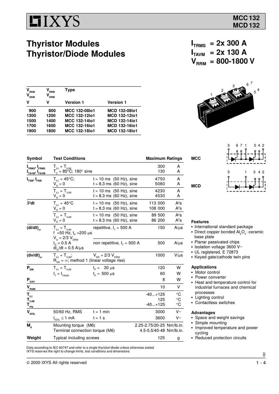MCC132-14io1 IXYS Thyristor & SCR Modules