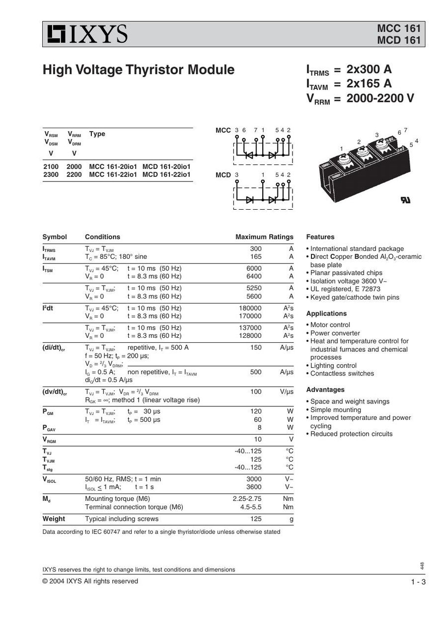 MCC161-20io1 IXYS Thyristor & SCR Modules