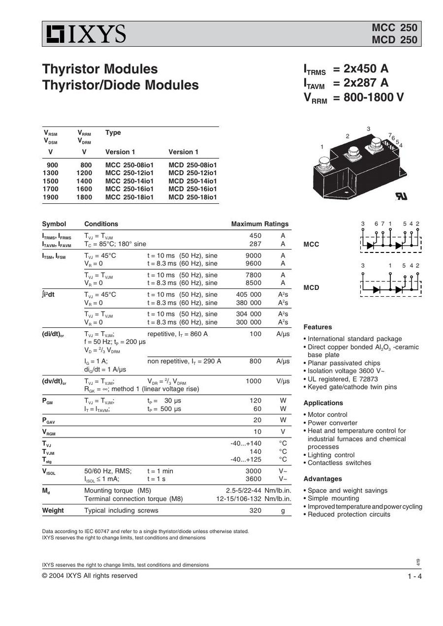 MCC250-18io1 IXYS Thyristor & SCR Modules