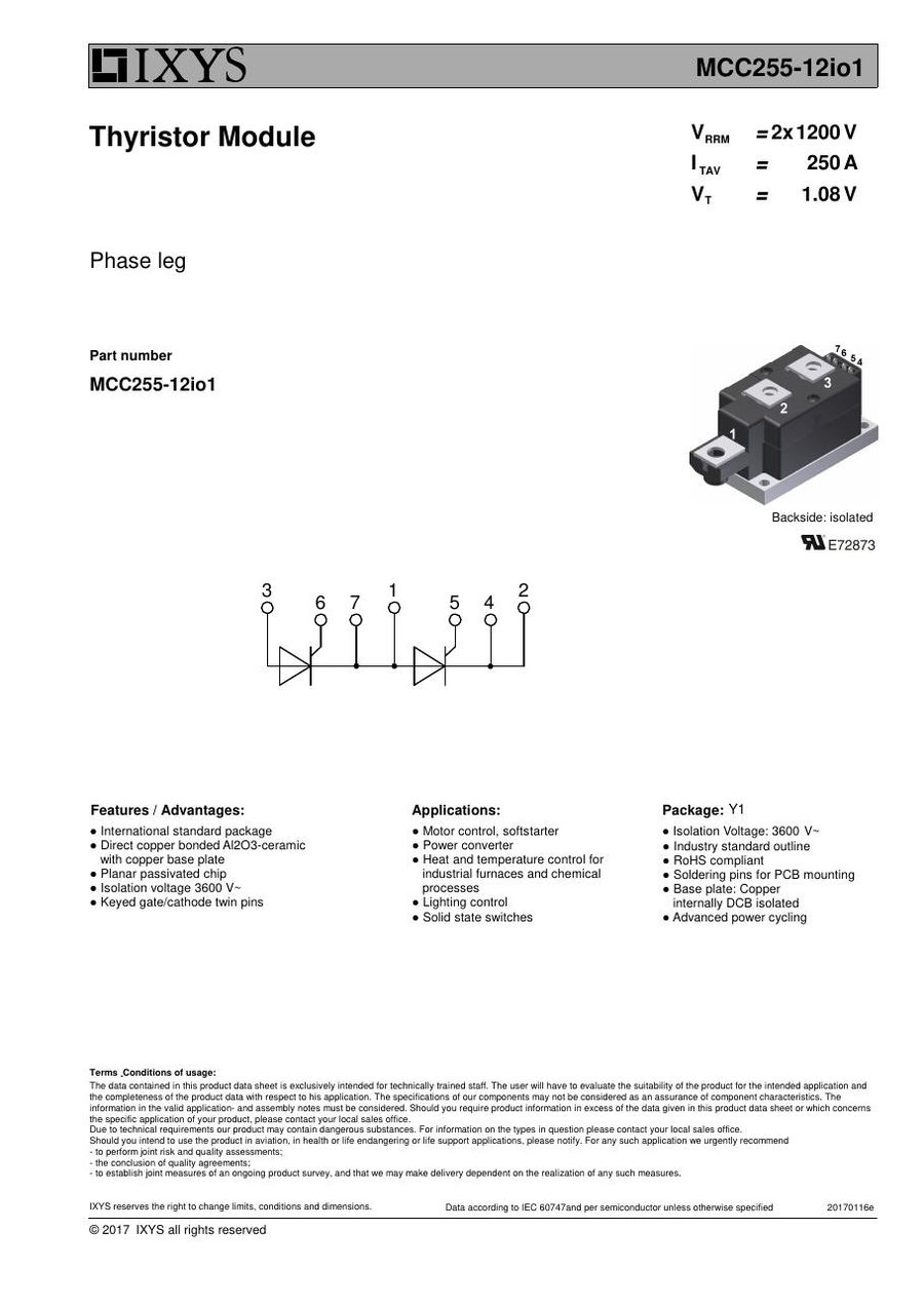 MCC255-12io1 IXYS Thyristor & SCR Modules