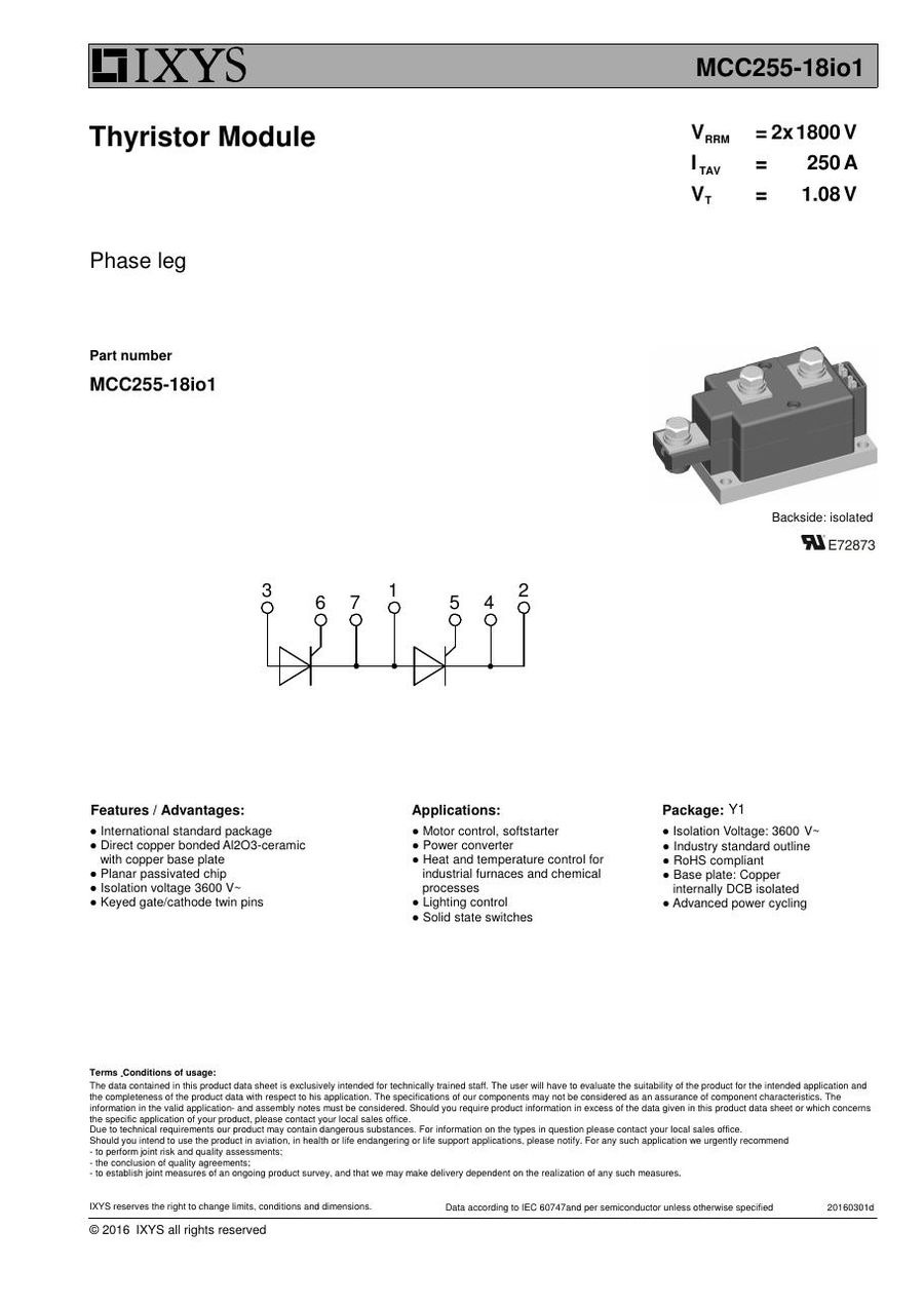 MCC255-18io1 IXYS Thyristor & SCR Modules
