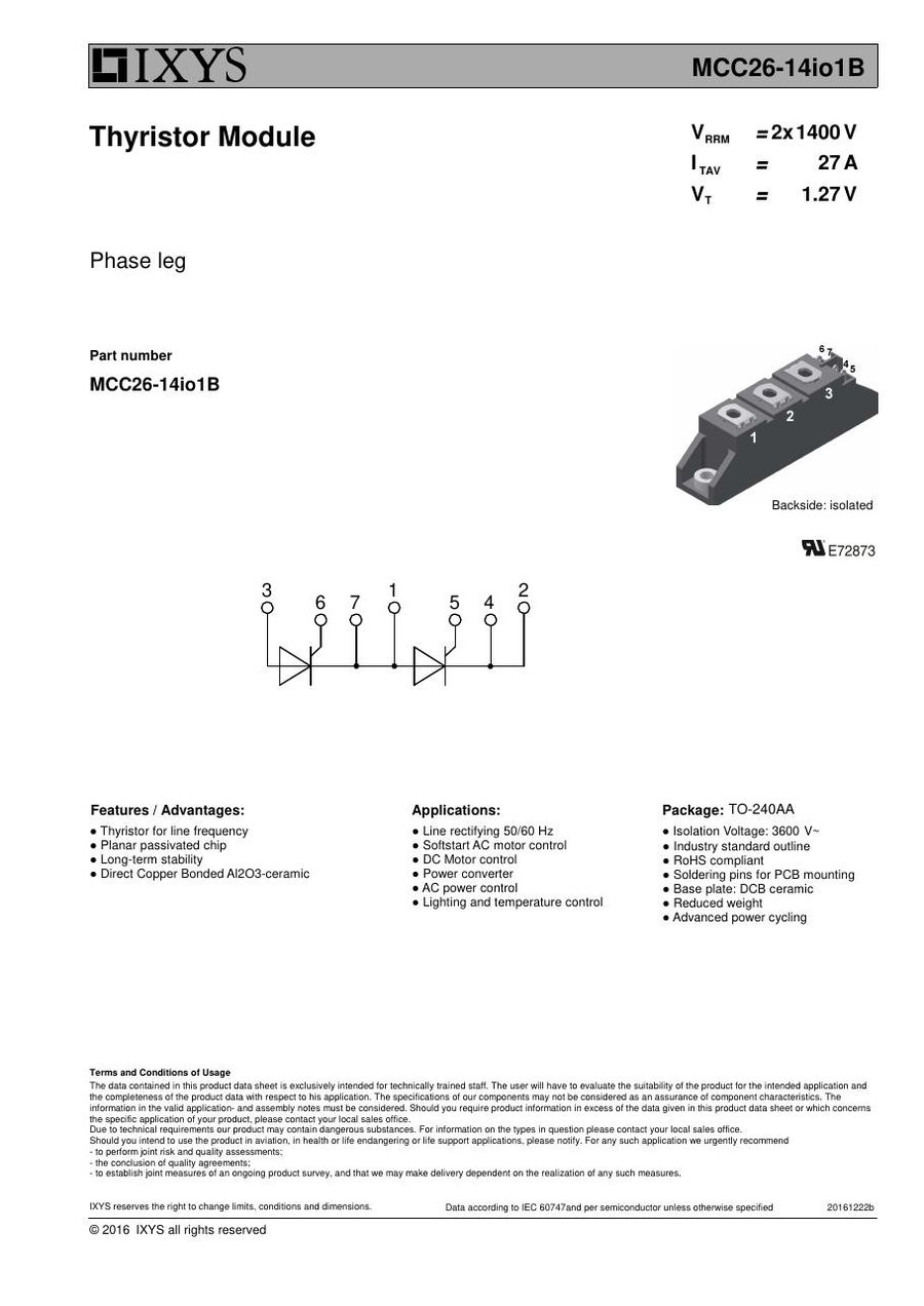 MCC26-14io1B IXYS Thyristor & SCR Modules