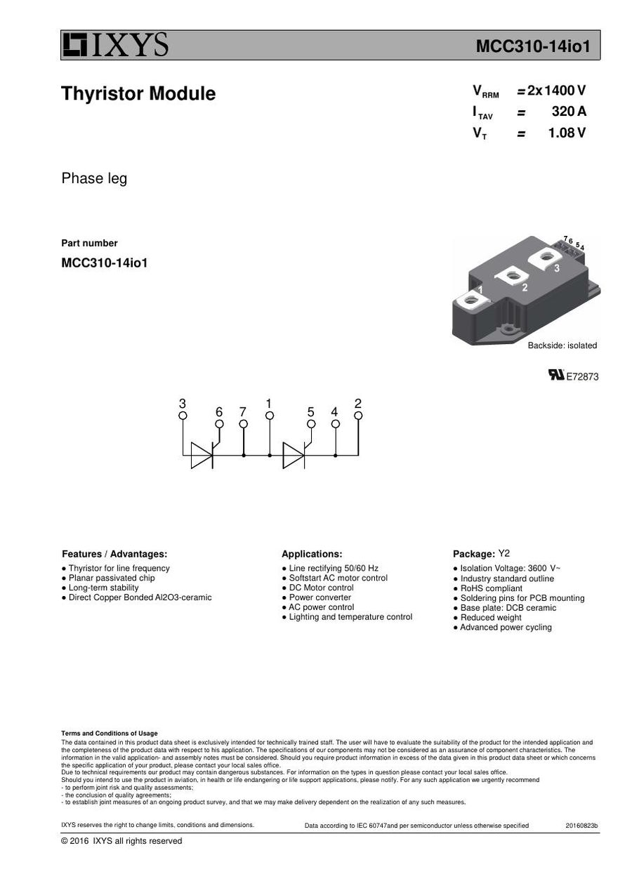 MCC310-14io1 IXYS Thyristor & SCR Modules