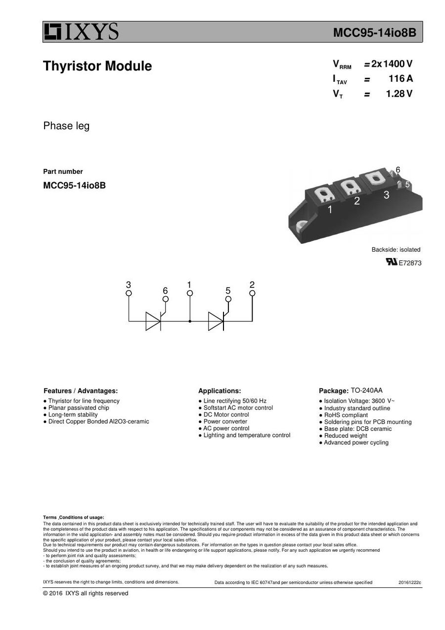 MCC95-14io8B IXYS Thyristor & SCR Modules
