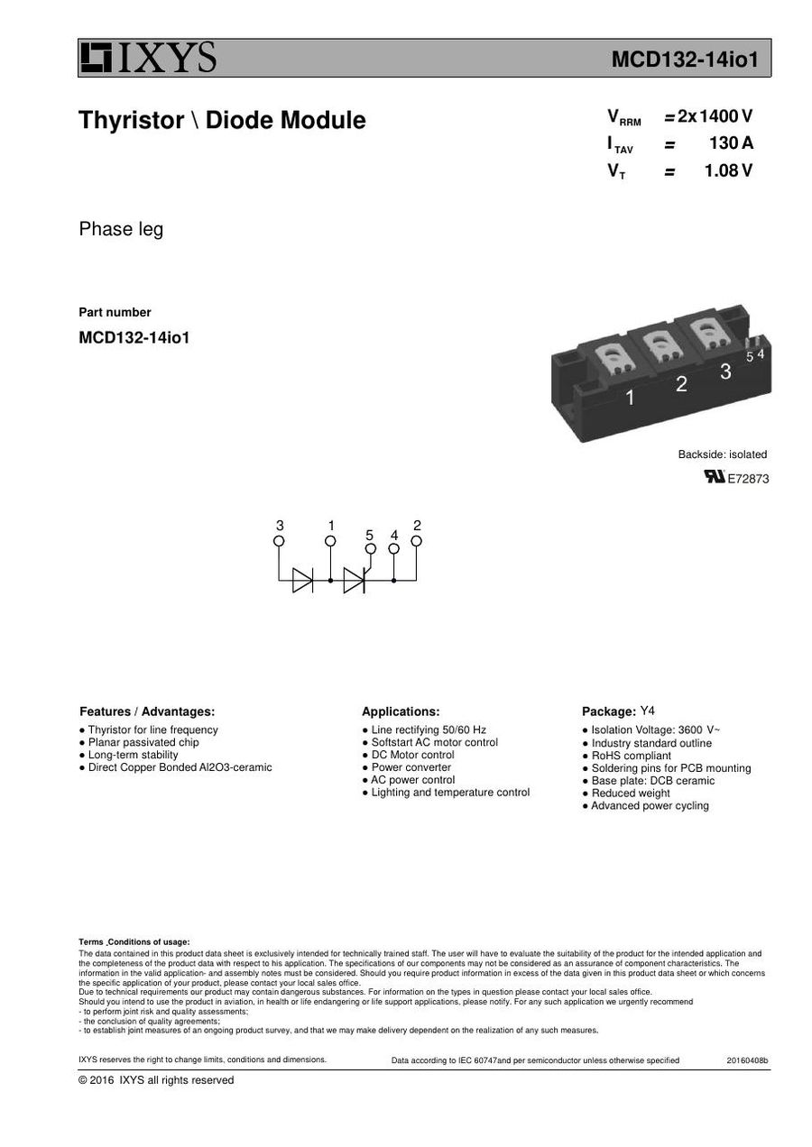 MCD132-14io1 IXYS Thyristor & SCR Modules