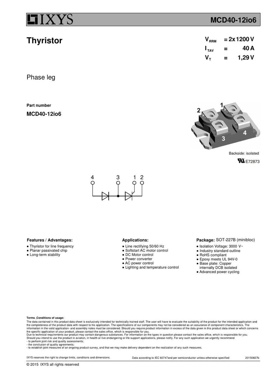 MCD40-12io6 IXYS Thyristor & SCR Modules